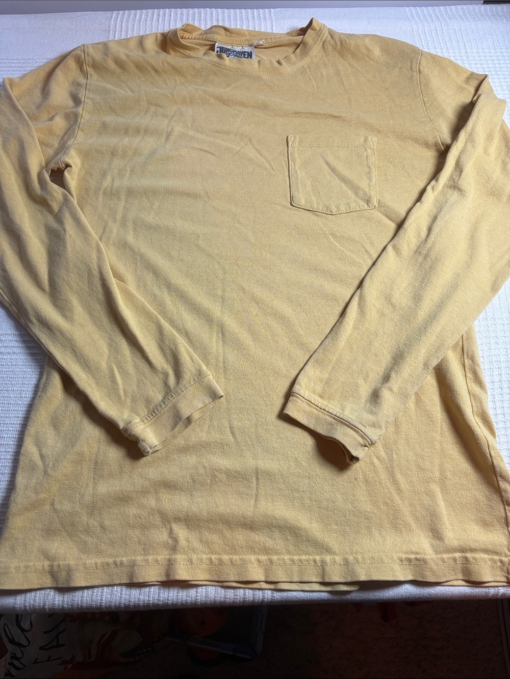 Jungmaven Soft Pale Yellow Long Sleeve Pocket Tee